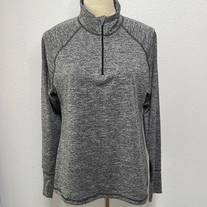 Two Ideology Quarter Zip Pullovers - Heathered black and gray